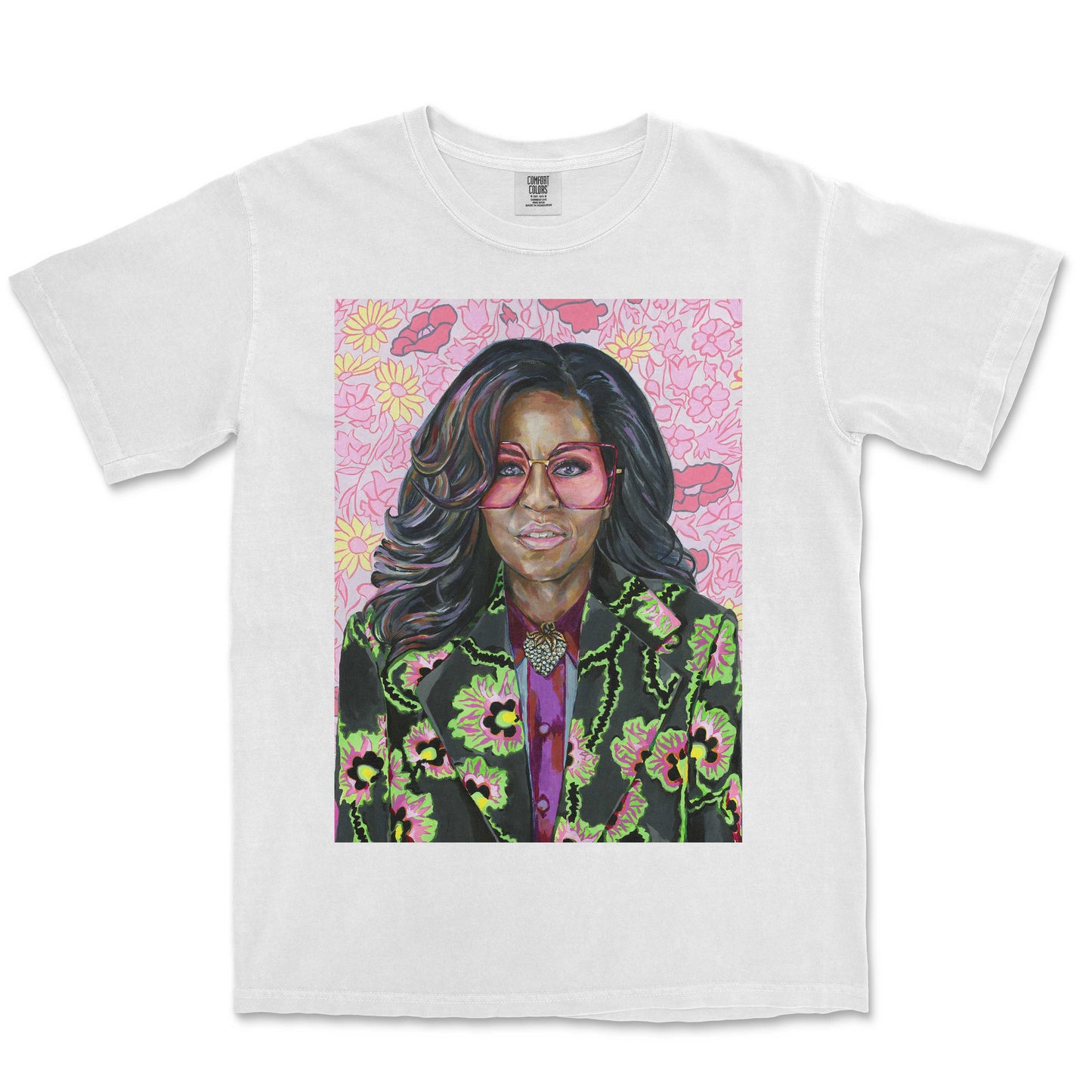 Michelle Obama Floral Portrait T-Shirt