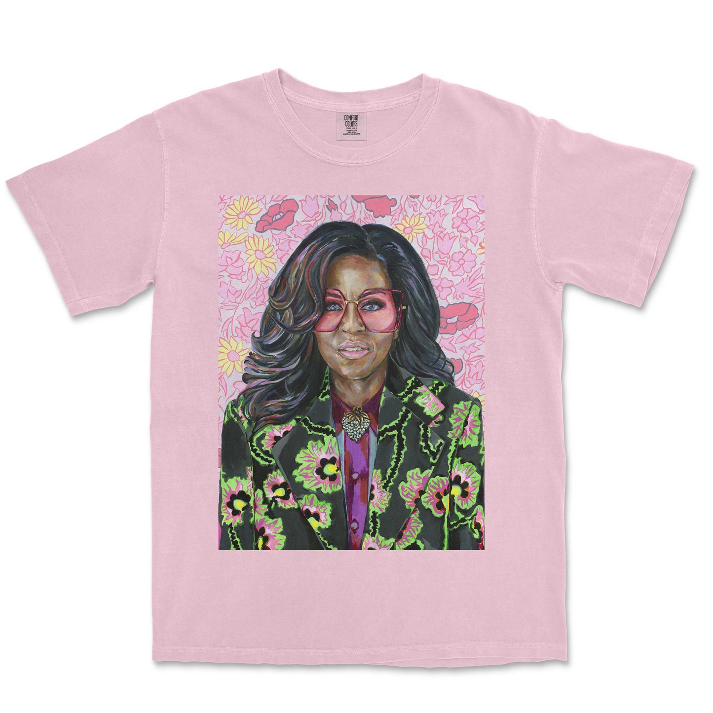 Michelle Obama Floral Portrait T-Shirt