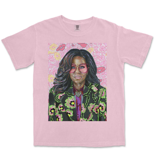 Michelle Obama Floral Portrait T-Shirt