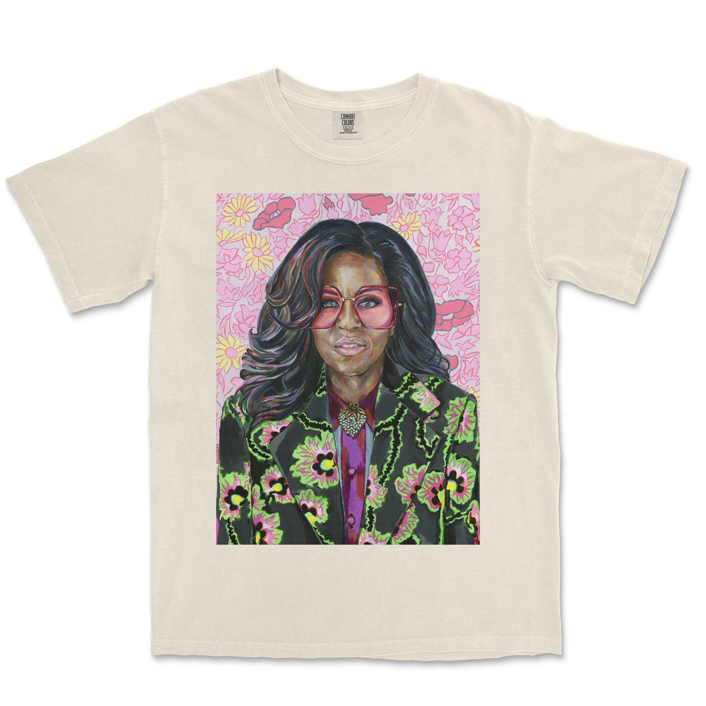 Michelle Obama Floral Portrait T-Shirt