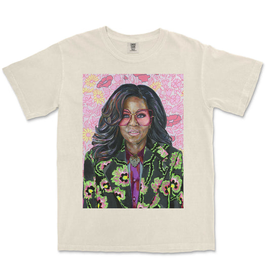 Michelle Obama Floral Portrait T-Shirt