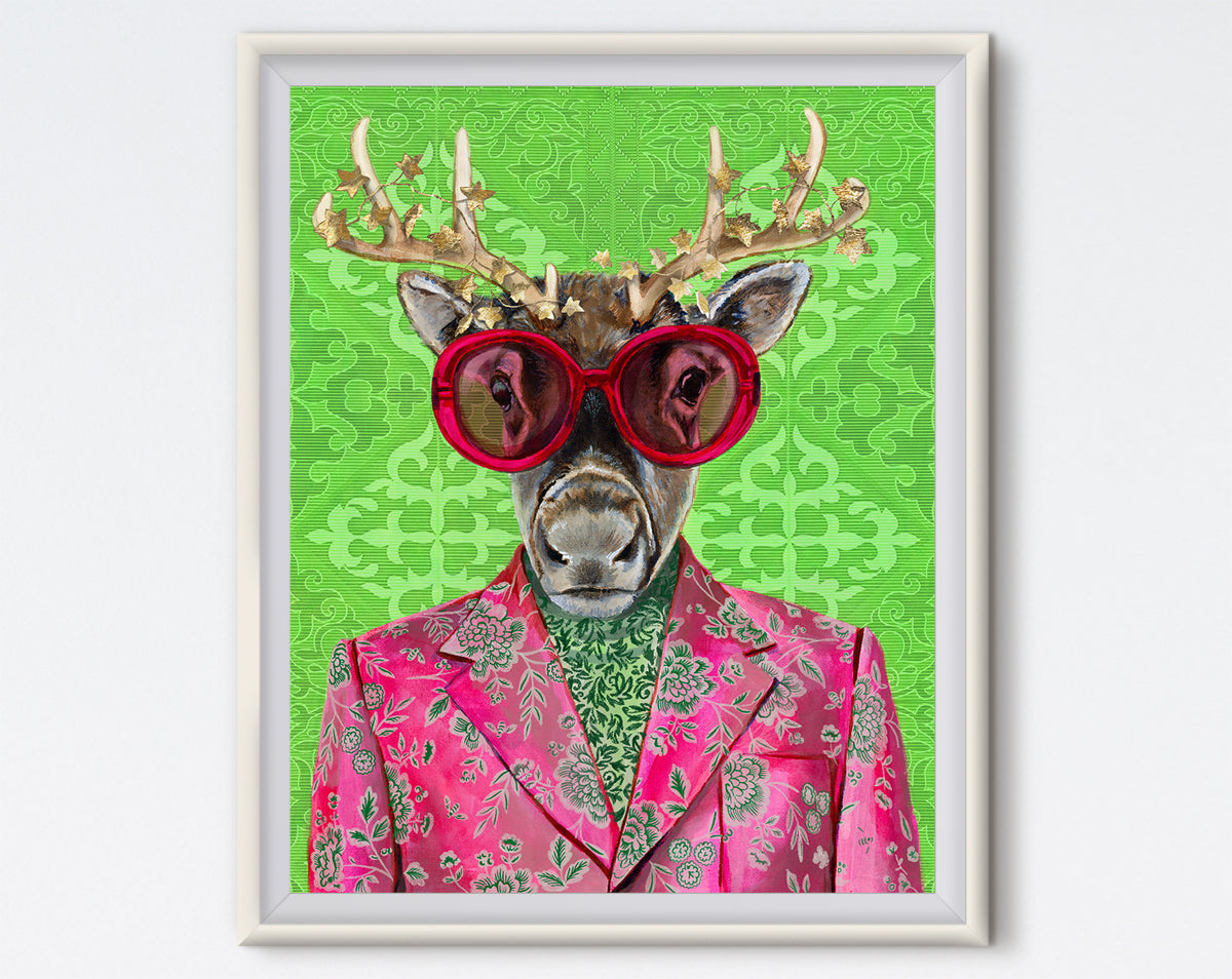 Green Glam Reindeer