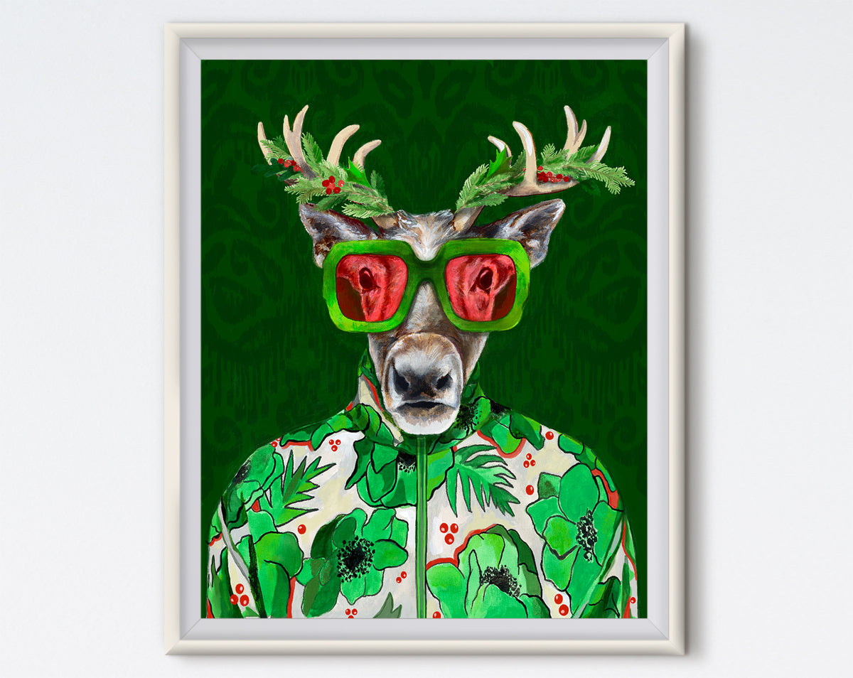 Green Glam Reindeer
