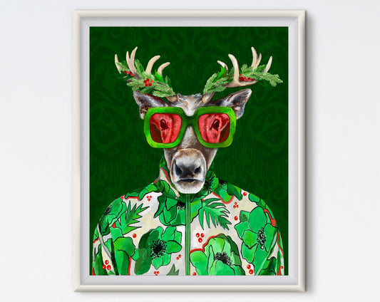 Green Glam Reindeer